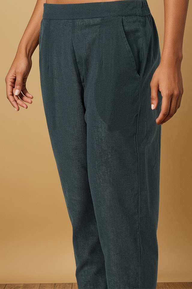 Dark Green Woven Pure Cotton Trouser thumbnail image number null