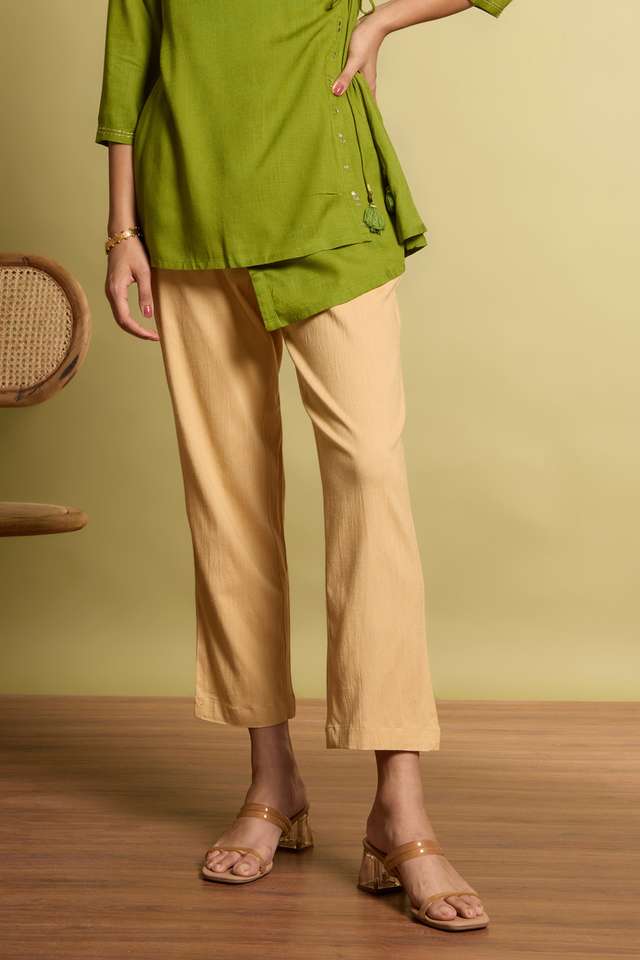 Beige Woven Viscose Trouser image number