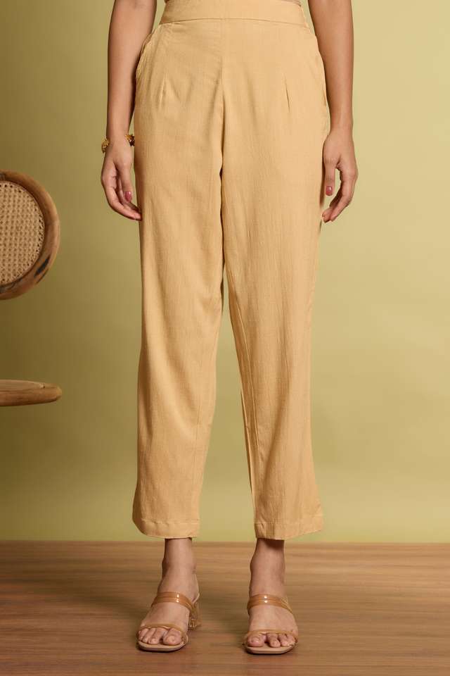 Beige Woven Viscose Trouser thumbnail image number null
