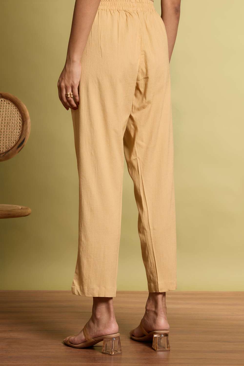 Beige Woven Viscose Trouser image number null