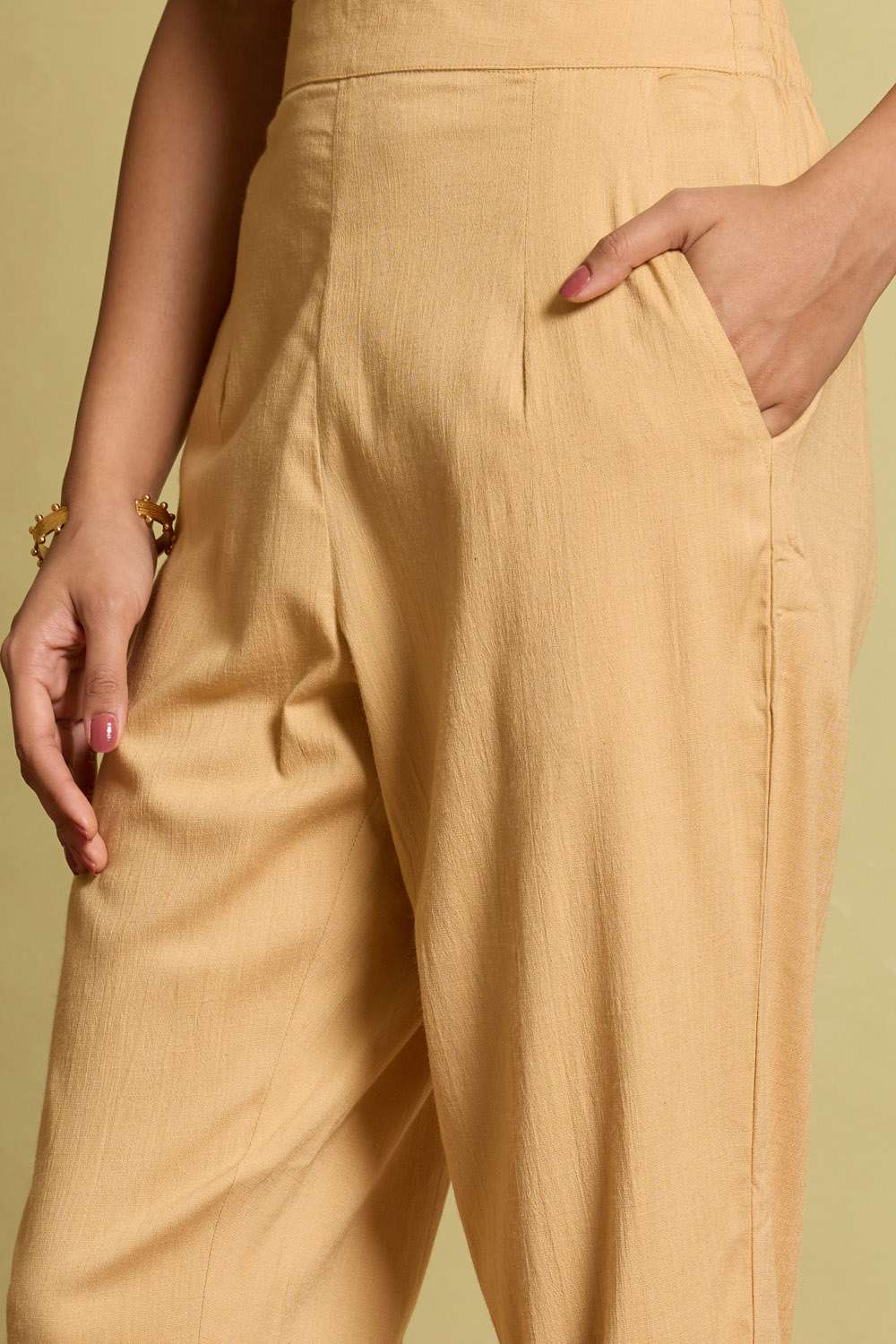 Beige Woven Viscose Trouser image number null