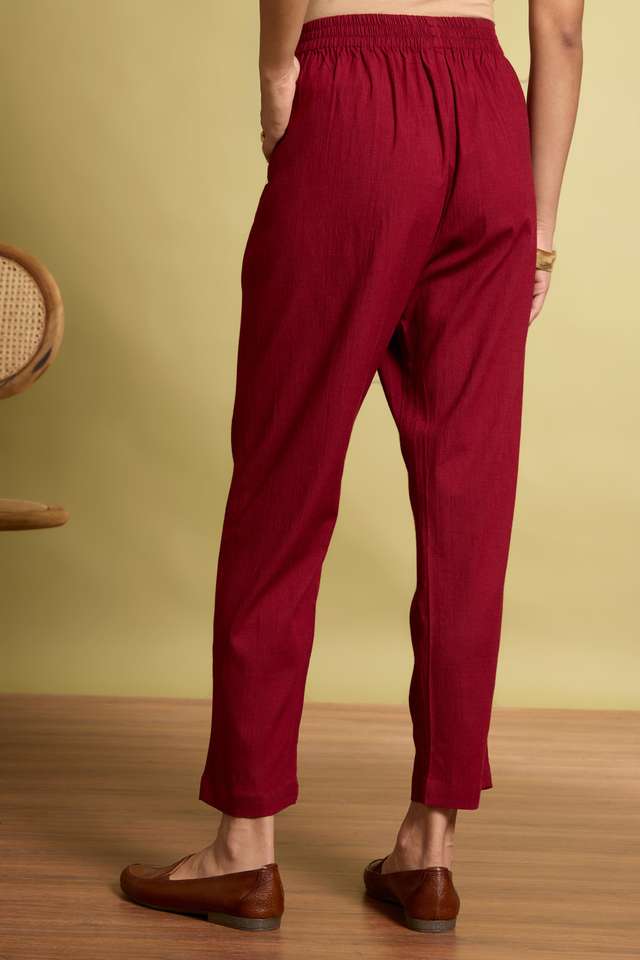 Dark Red Woven Viscose Trouser thumbnail image number null