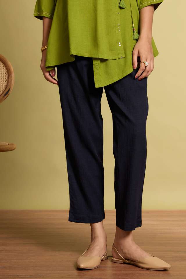 Dark Blue Woven Viscose Trouser image number
