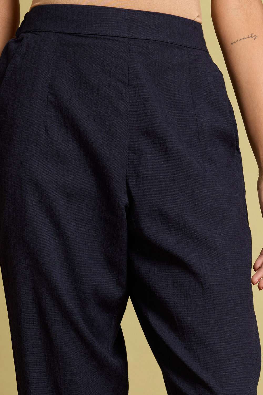 Dark Blue Woven Viscose Trouser image number null