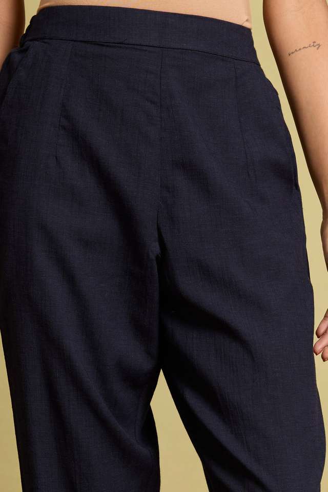 Dark Blue Woven Viscose Trouser thumbnail image number null