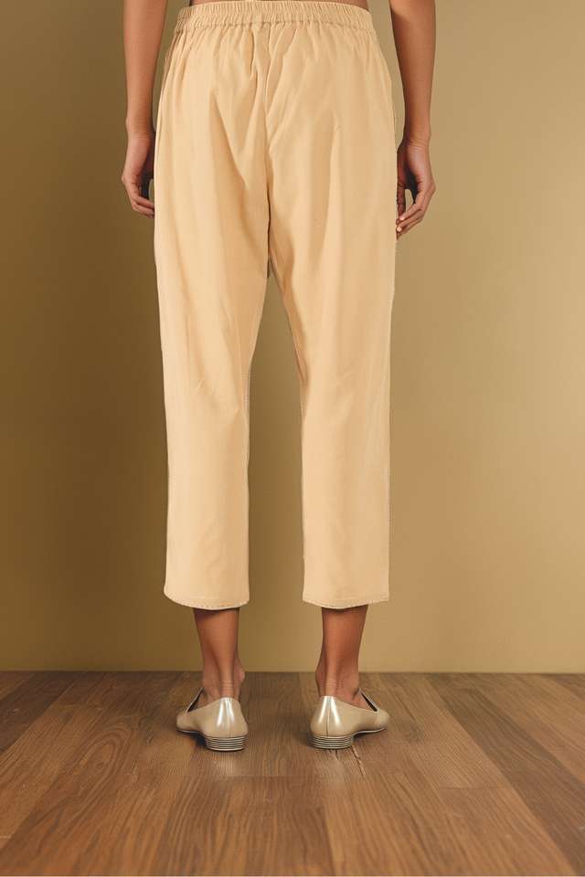 Beige Woven Pure Cotton Trouser thumbnail image number null