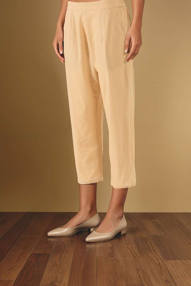 Beige Woven Pure Cotton Trouser thumbnail image number null