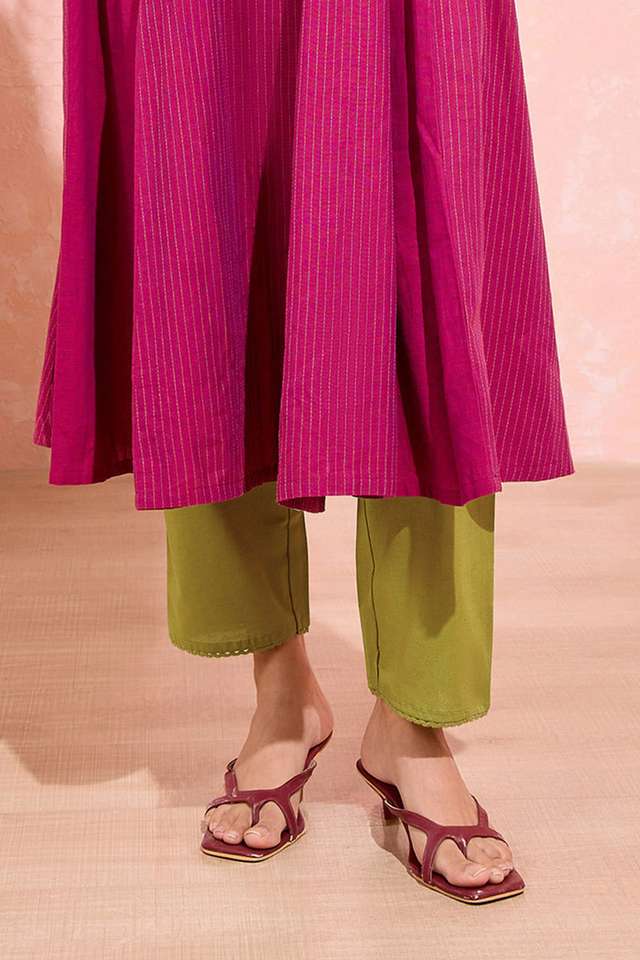 Green Woven Pure Cotton Linen Trouser