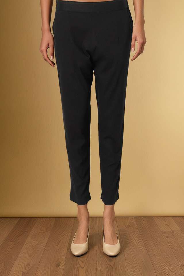 Black Woven Viscose Trouser image number