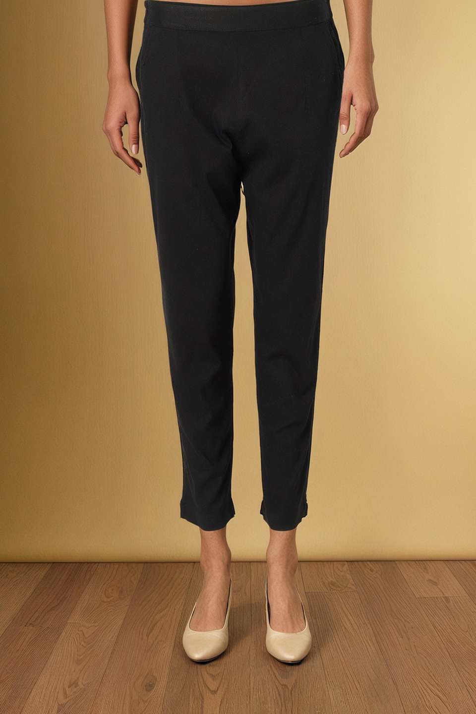 Black Woven Viscose Trouser