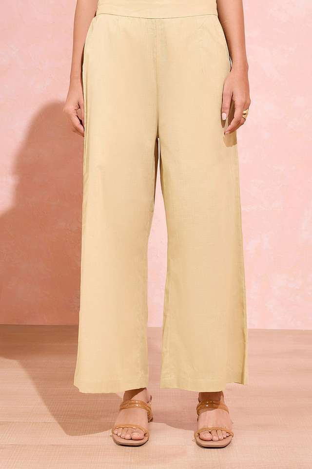 Beige Woven Pure Cotton Trouser thumbnail image number null