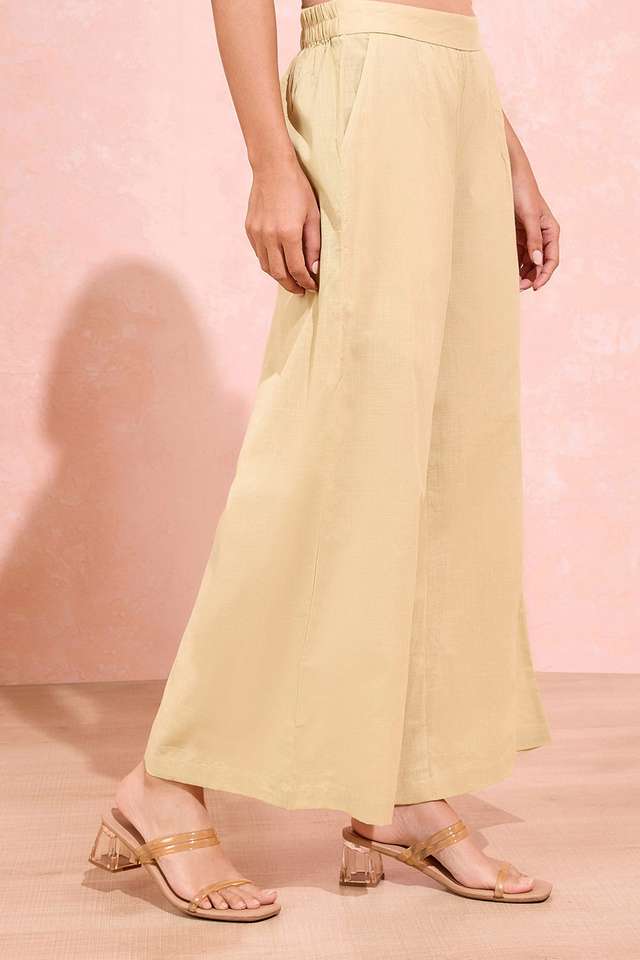 Beige Woven Pure Cotton Trouser thumbnail image number null