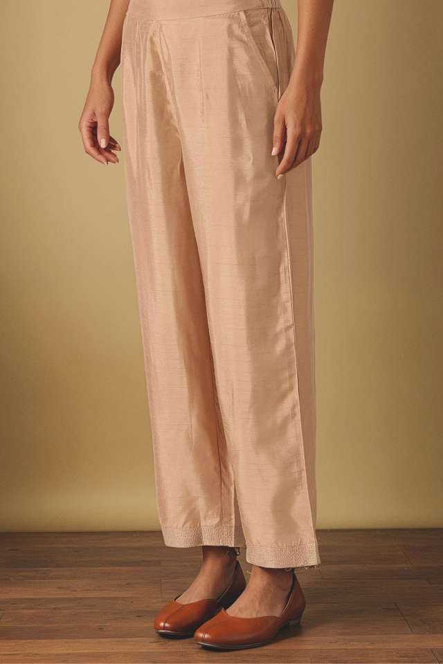 Gold Viscose Embroidered Trouser thumbnail image number null
