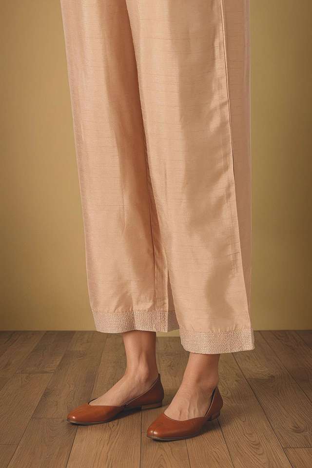 Gold Viscose Embroidered Trouser thumbnail image number null