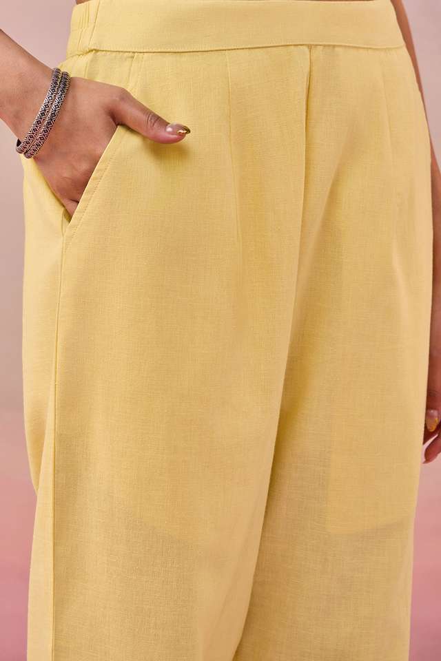 Yellow Cotton Woven Trousers thumbnail image number null