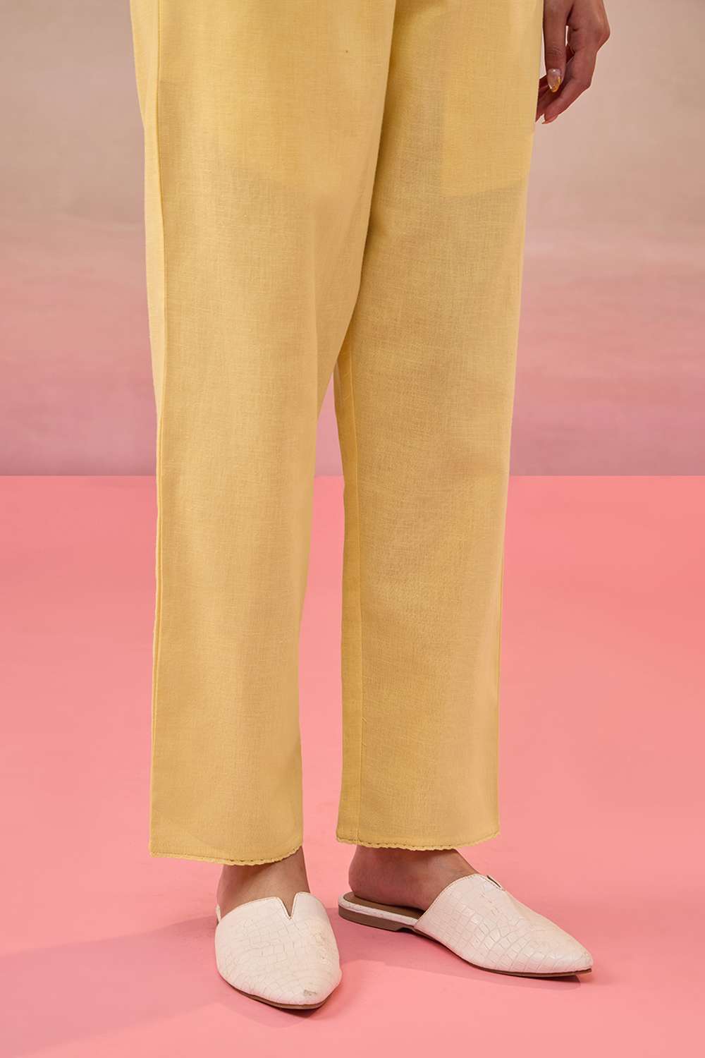 Yellow Cotton Woven Trousers image number null