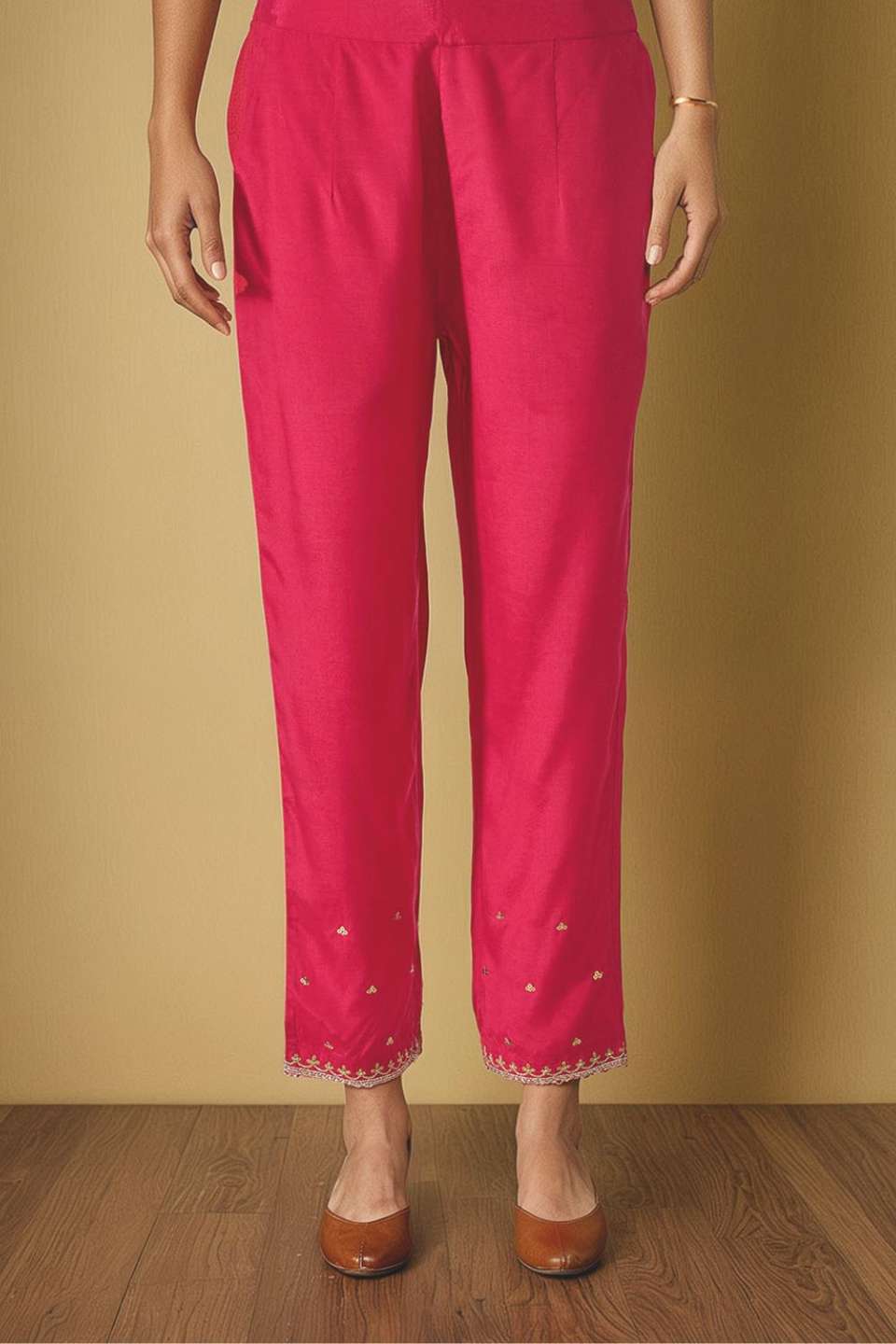 Pink Viscose Aari Trouser