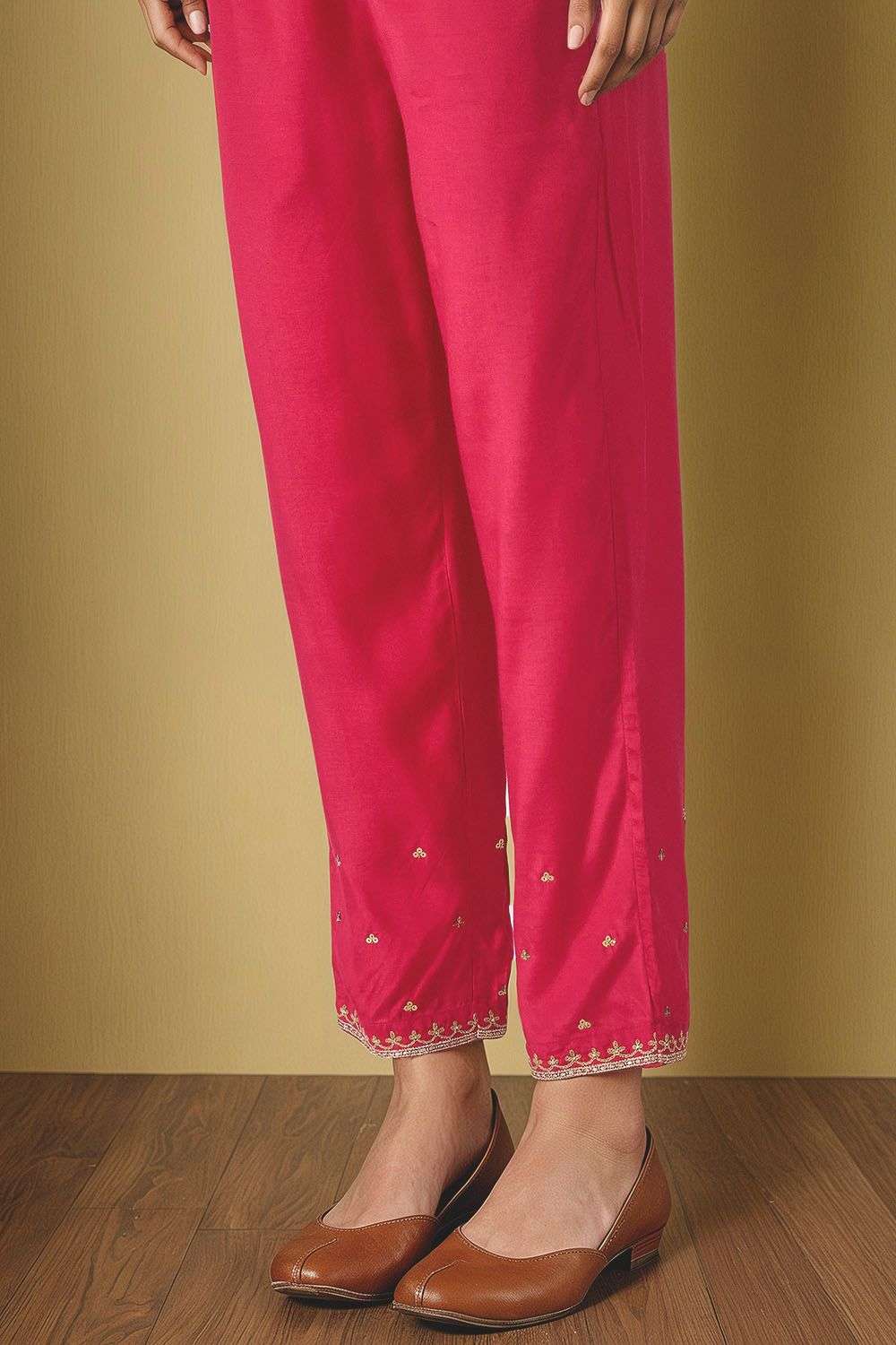 Pink Viscose Aari Trouser image number null