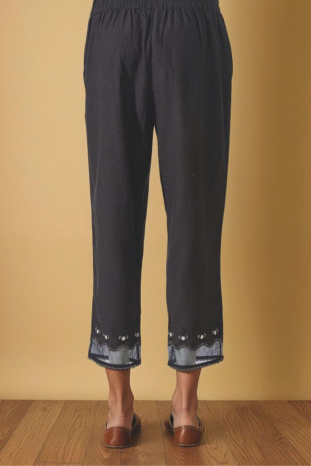 Black Viscose Aari Trouser image number null