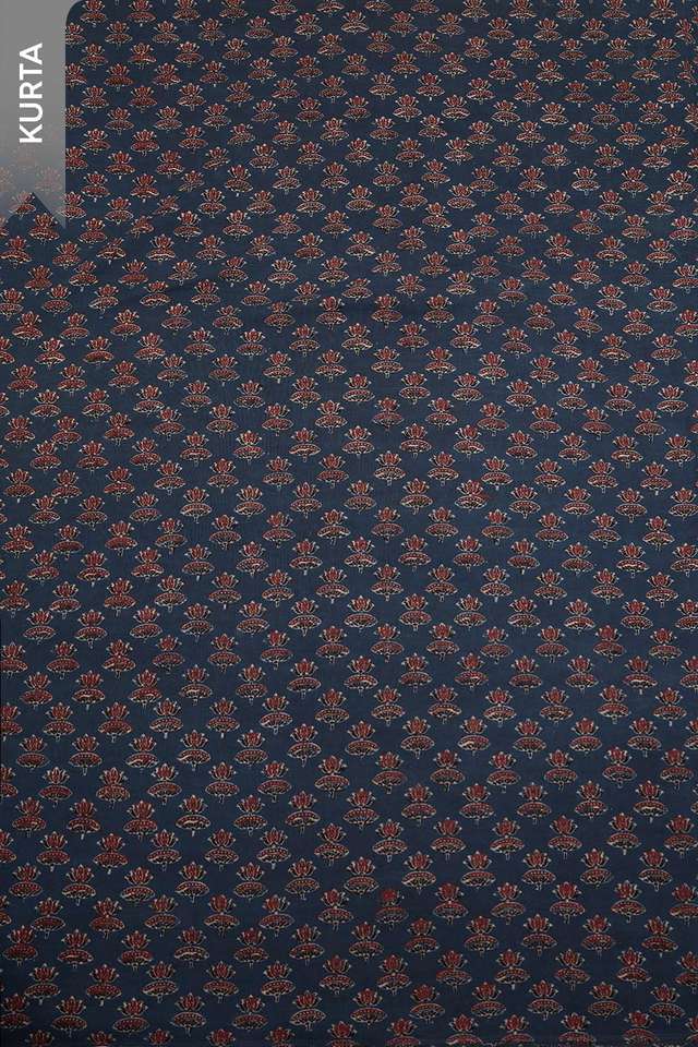 Blue Pure Cotton Ajrakh Unstitched Suit Set thumbnail image number null