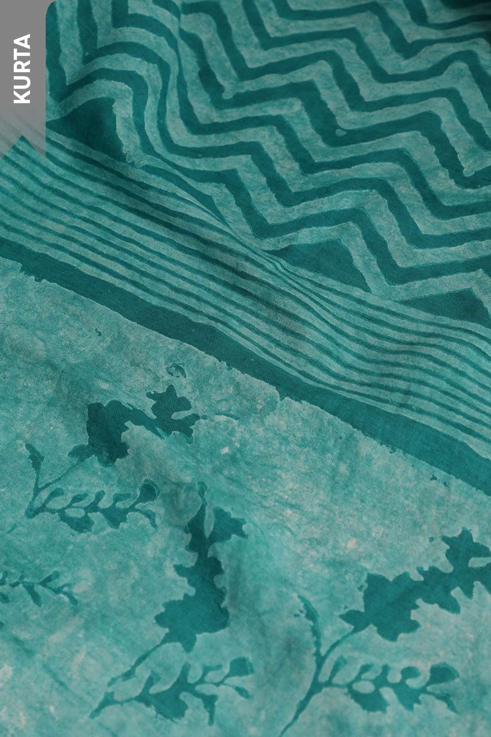 Green Pure Cotton Linen Dabu Block Printed Unstitched Suit Set image number null
