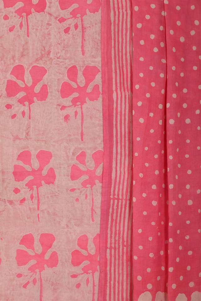 Pink Pure Cotton Linen Dabu Block Printed Unstitched Suit Set thumbnail image number null