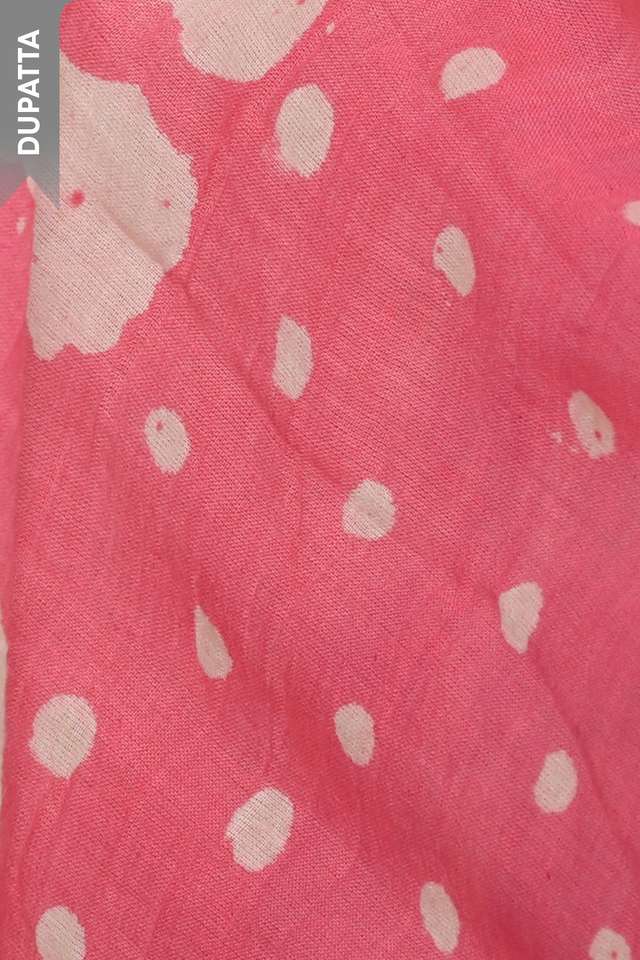 Pink Pure Cotton Linen Dabu Block Printed Unstitched Suit Set thumbnail image number null