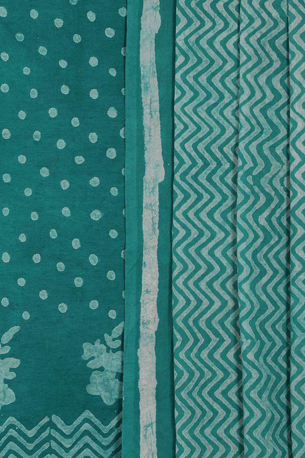 Green Pure Cotton Linen Dabu Block Printed Unstitched Suit Set image number null