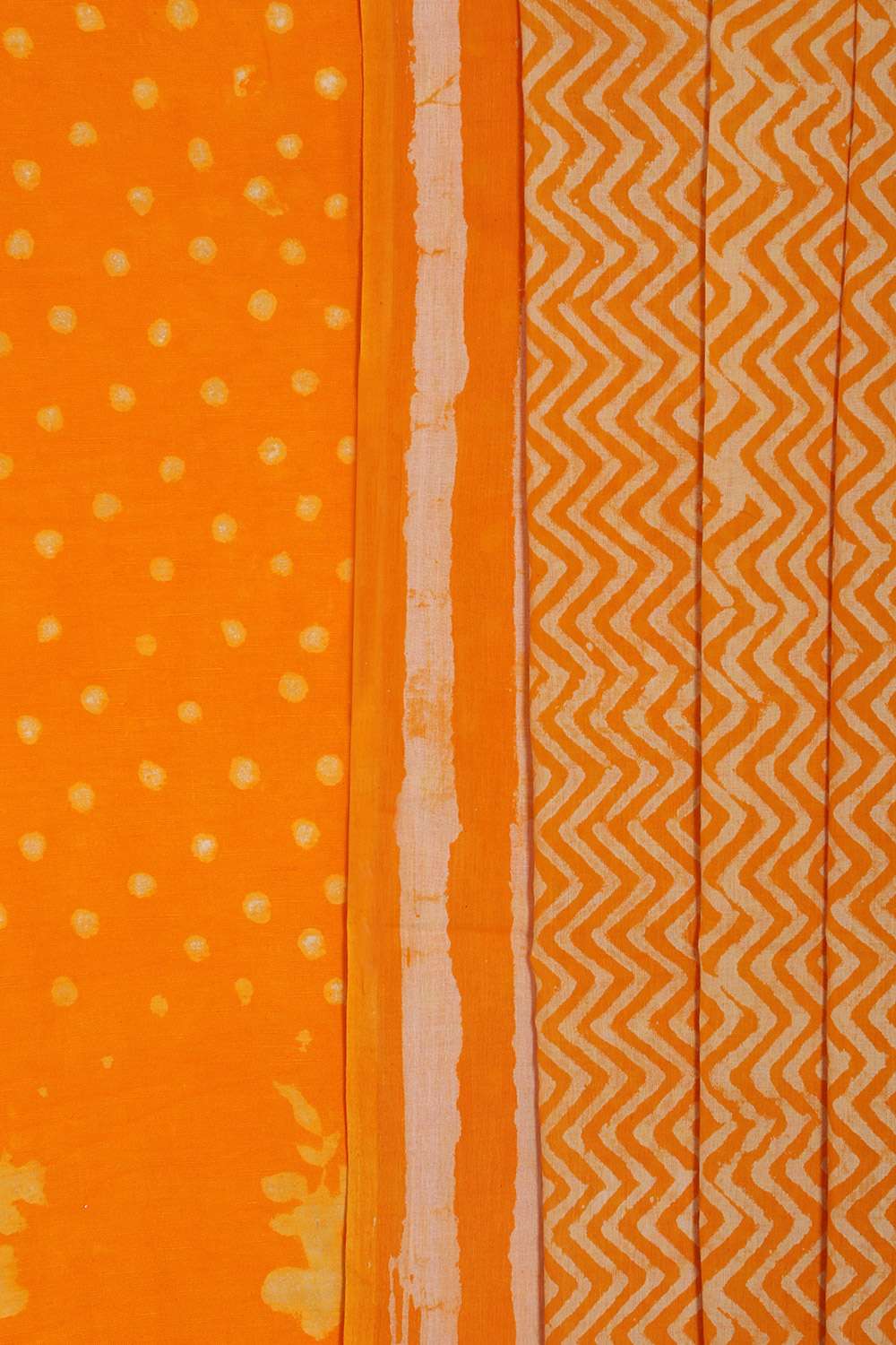Yellow Pure Cotton Linen Dabu Block Printed Unstitched Suit Set image number null