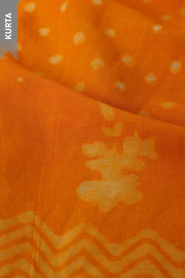 Yellow Pure Cotton Linen Dabu Block Printed Unstitched Suit Set thumbnail image number null