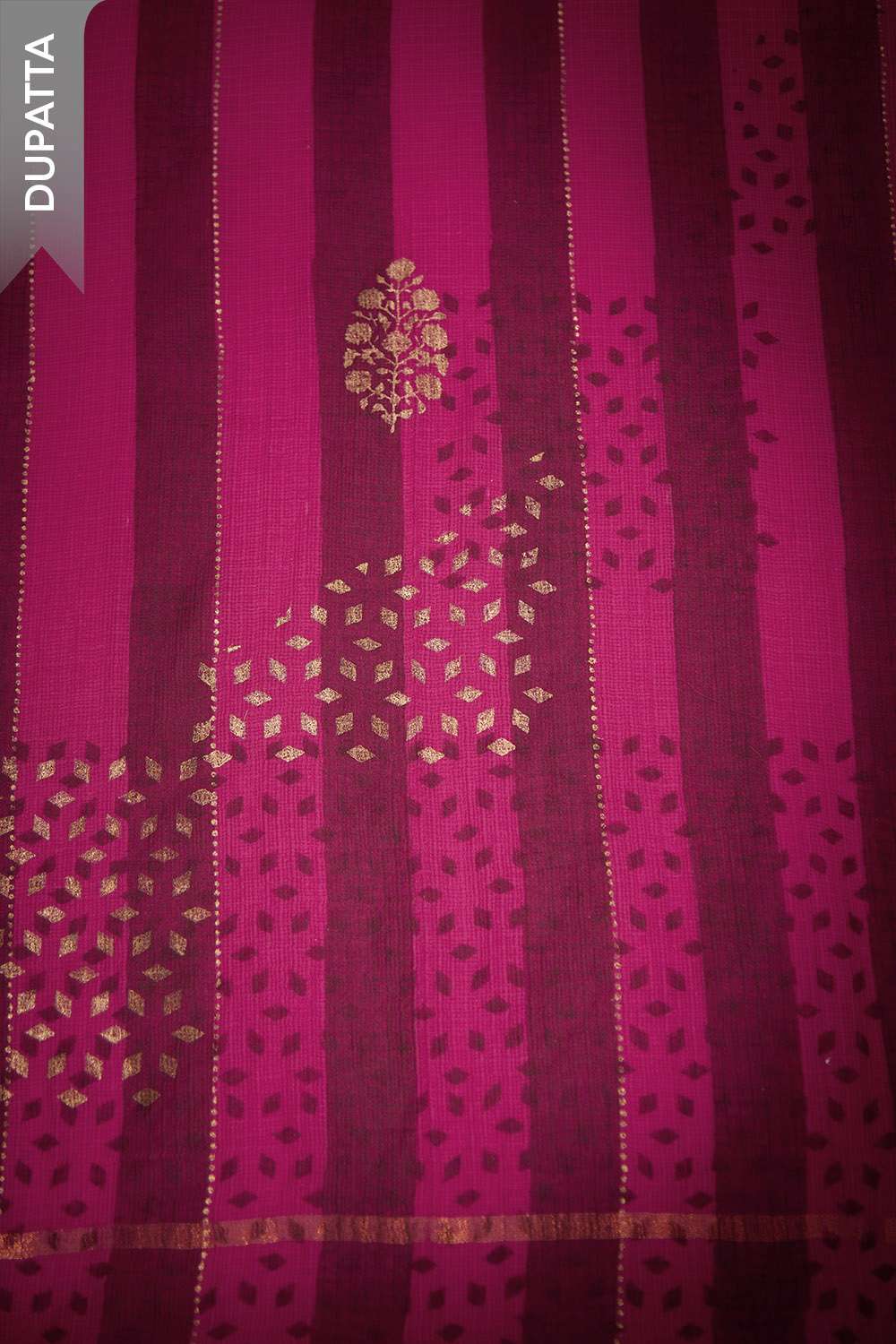 Dark Pink Pure Silk Cotton Embroidered Unstitched Suit Set image number null