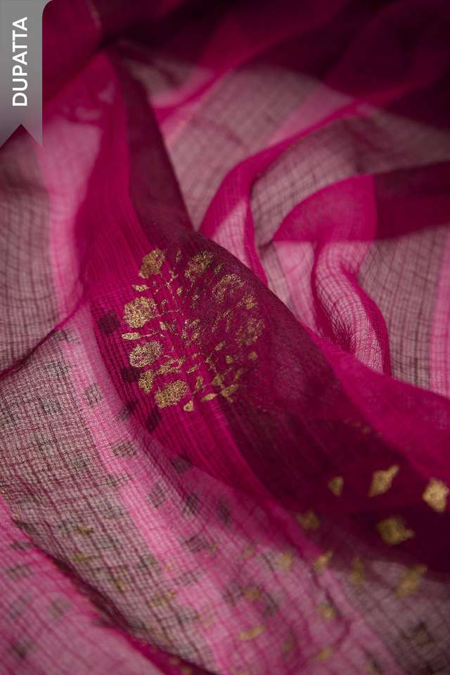 Dark Pink Pure Silk Cotton Embroidered Unstitched Suit Set thumbnail image number null