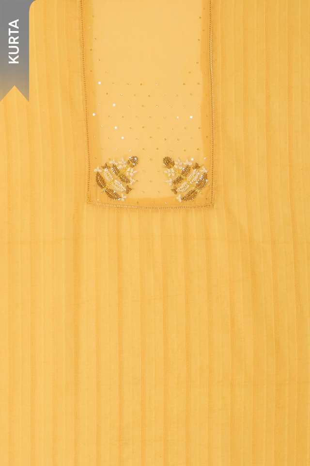 Light Yellow Pure Cotton Embroidered Unstitched Suit Set thumbnail image number null