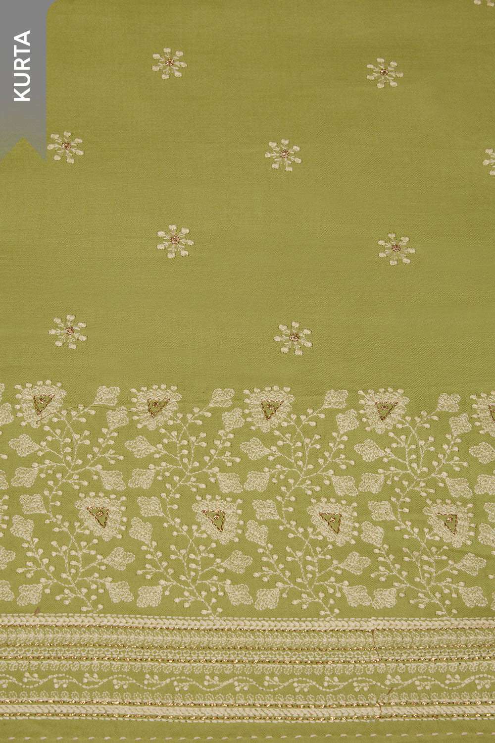Green Pure Cotton Embroidered Unstitched Suit Set image number null