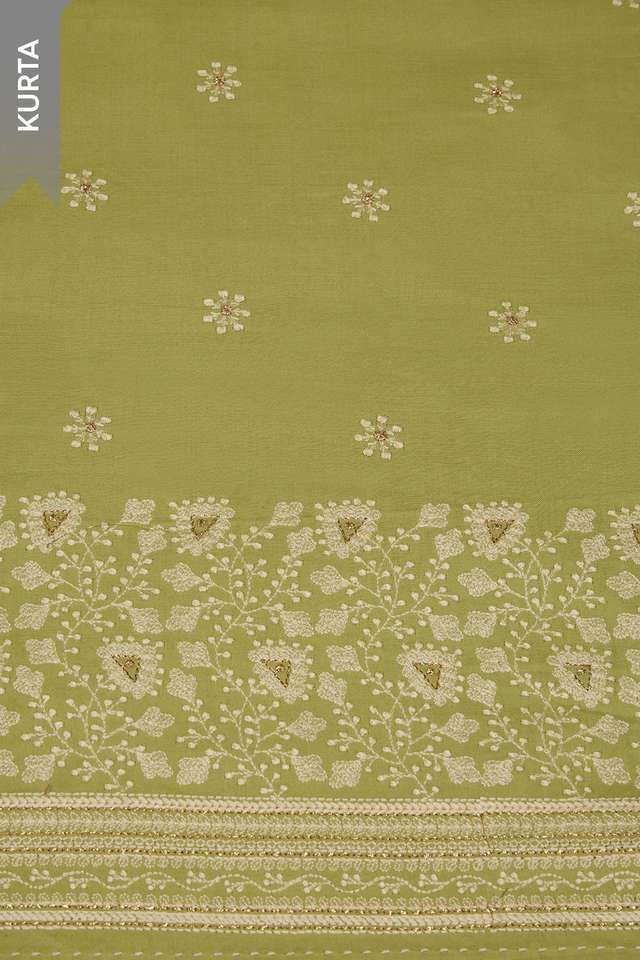 Green Pure Cotton Embroidered Unstitched Suit Set thumbnail image number null