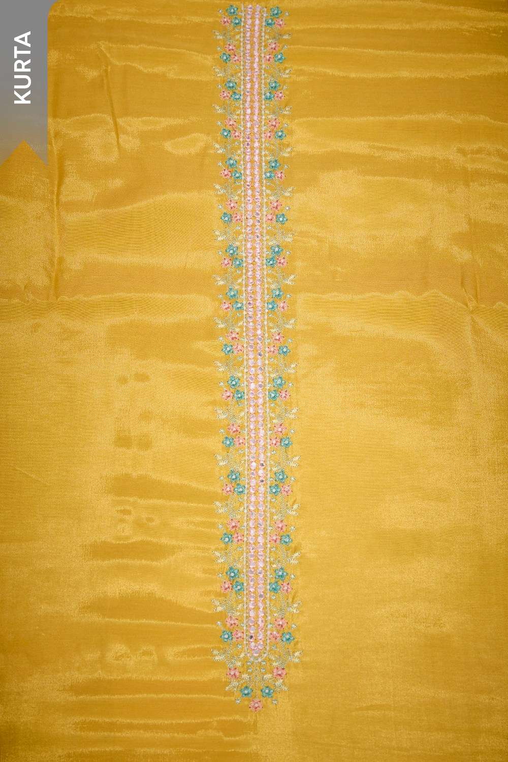 Yellow Viscose Embroidered Unstitched Suit Set image number null