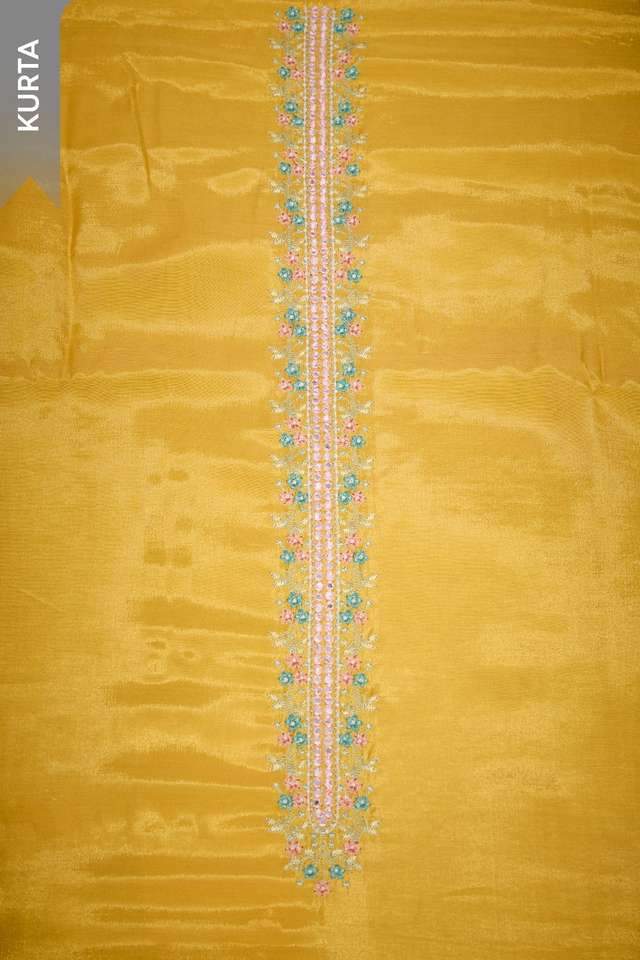 Yellow Viscose Embroidered Unstitched Suit Set thumbnail image number null