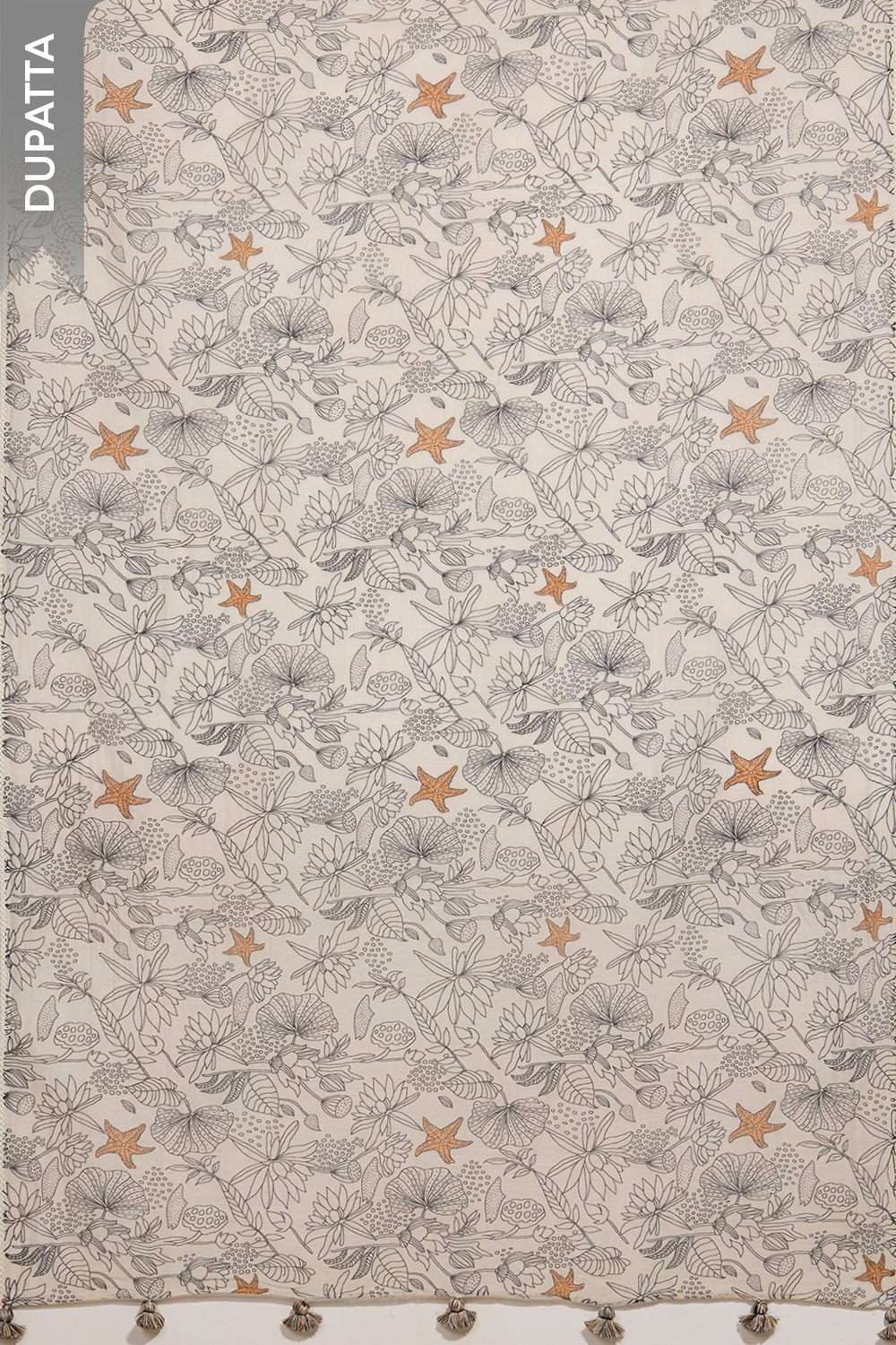 Off White Pure Silk Cotton Embroidered Unstitched Suit Set image number null