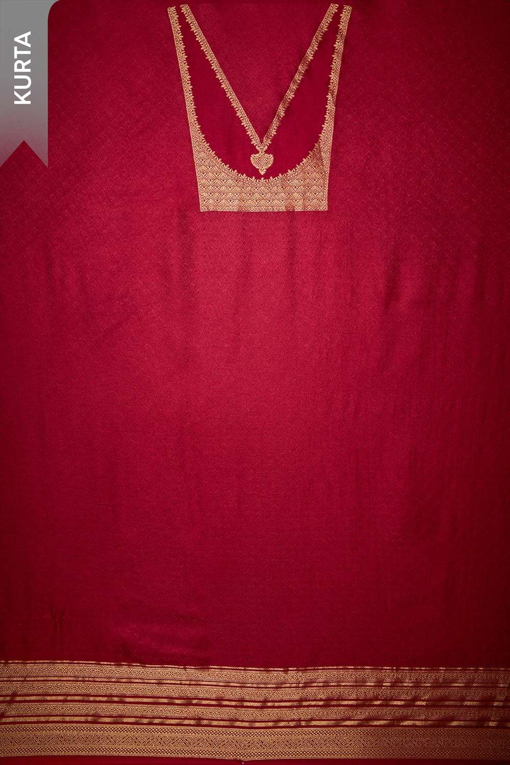 Dark Red Viscose Brocade Unstitched Suit Set image number null
