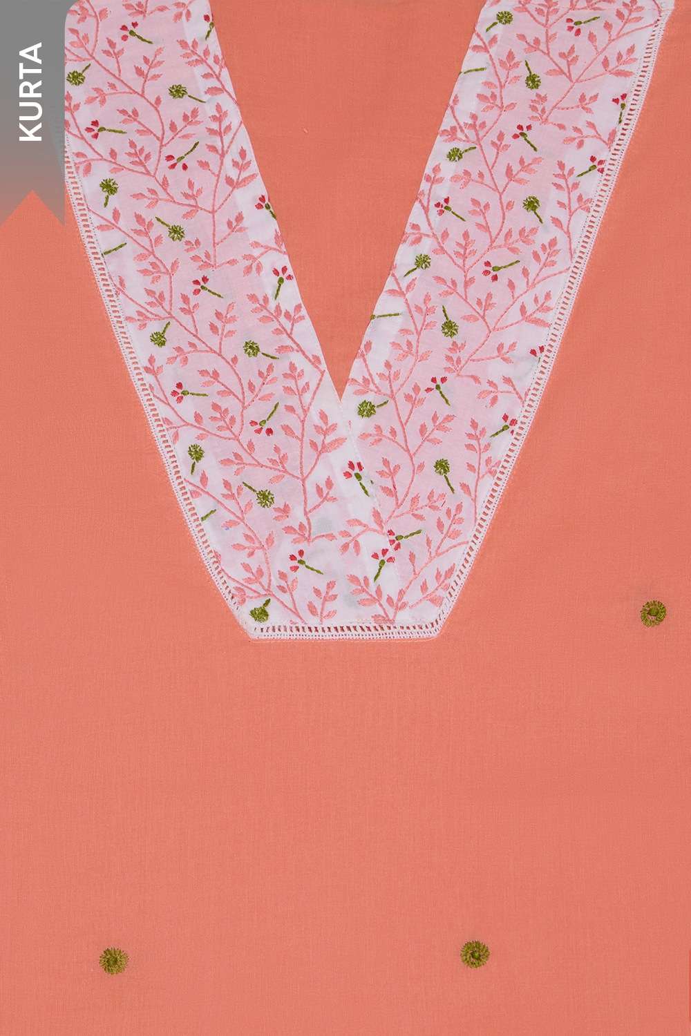 Light Orange Pure Cotton Chikankari Unstitched Suit Set image number null