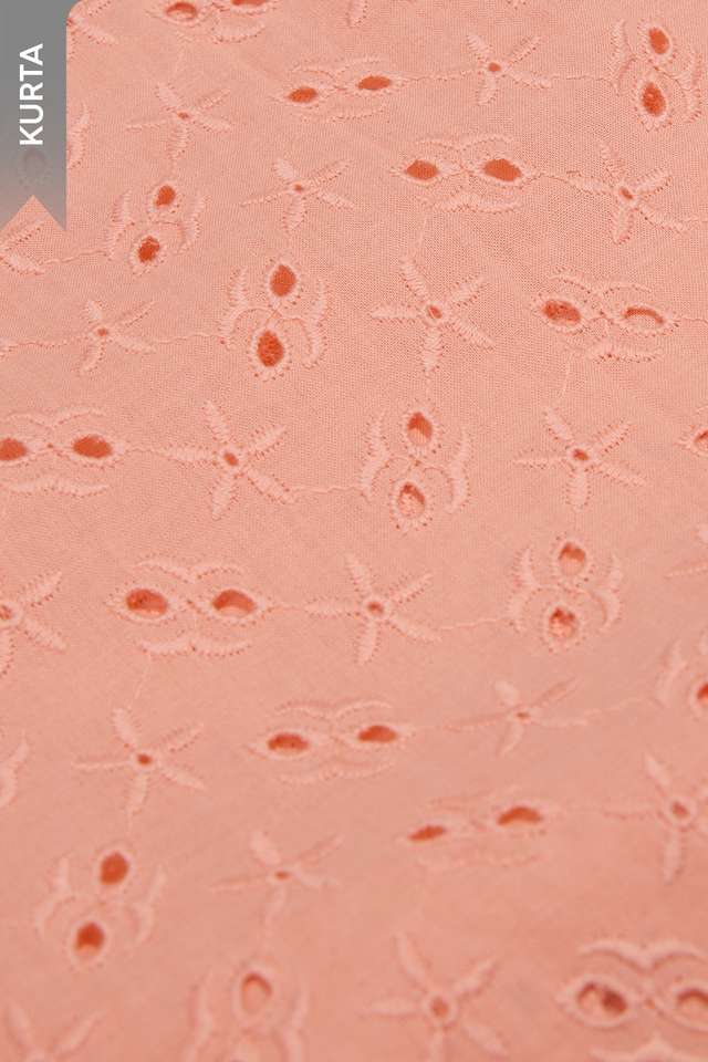 Light Orange Pure Cotton Embroidered Unstitched Suit Set thumbnail image number null