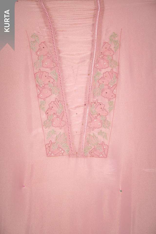 Pink Viscose Tissue Embroidered Unstitched Suit Set thumbnail image number null