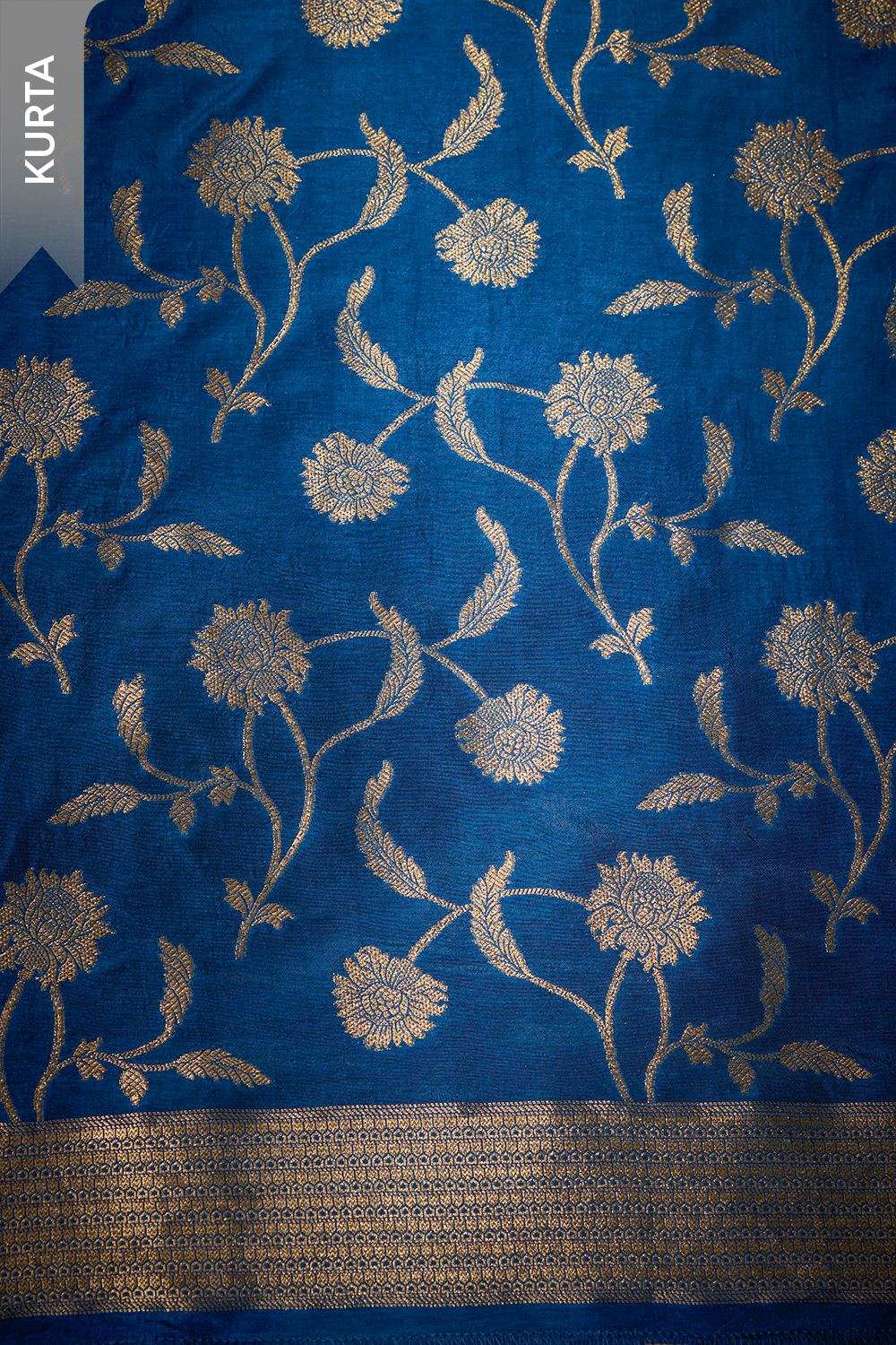 Dark Blue Viscose Cutwork Unstitched Suit Set image number null
