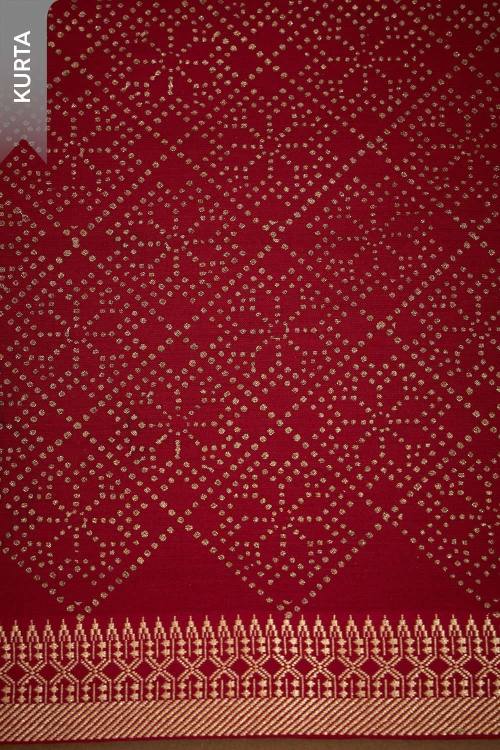 Red Block Printed Pure Cotton Unstitched Suit Set image number null