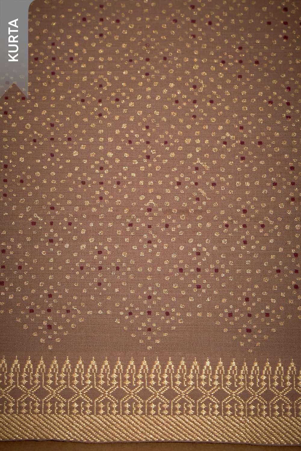 Beige Block Printed Pure Cotton Unstitched Suit Set image number null