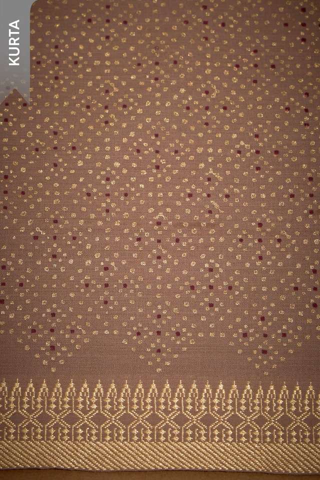Beige Block Printed Pure Cotton Unstitched Suit Set thumbnail image number null
