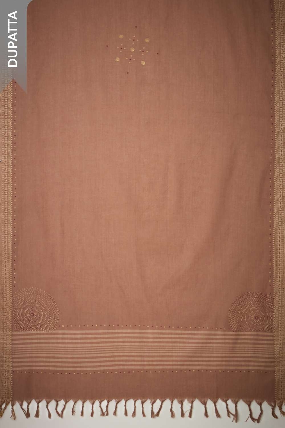 Beige Block Printed Pure Cotton Unstitched Suit Set image number null