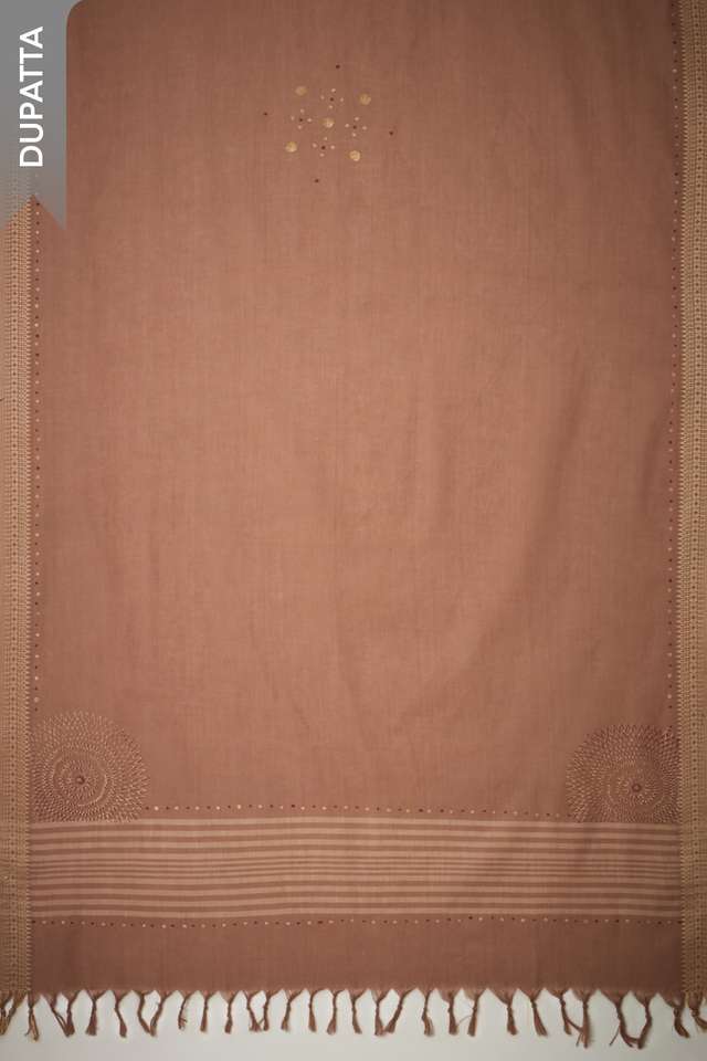 Beige Block Printed Pure Cotton Unstitched Suit Set thumbnail image number null
