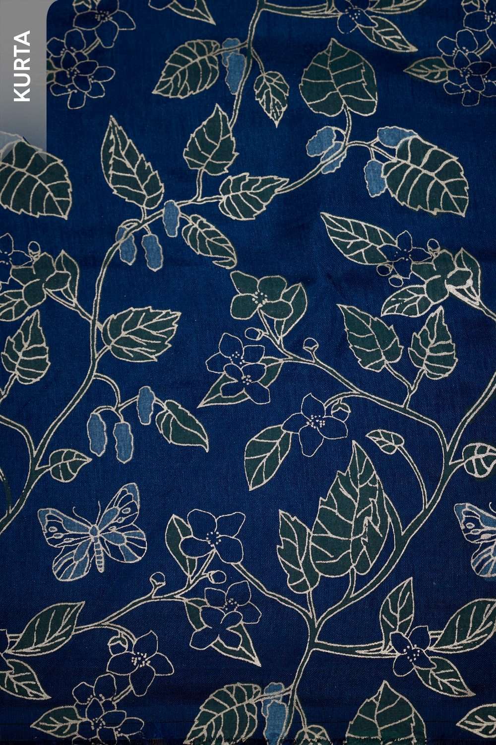 Dark Blue Viscose Block Printed Unstitched Suit Set image number null