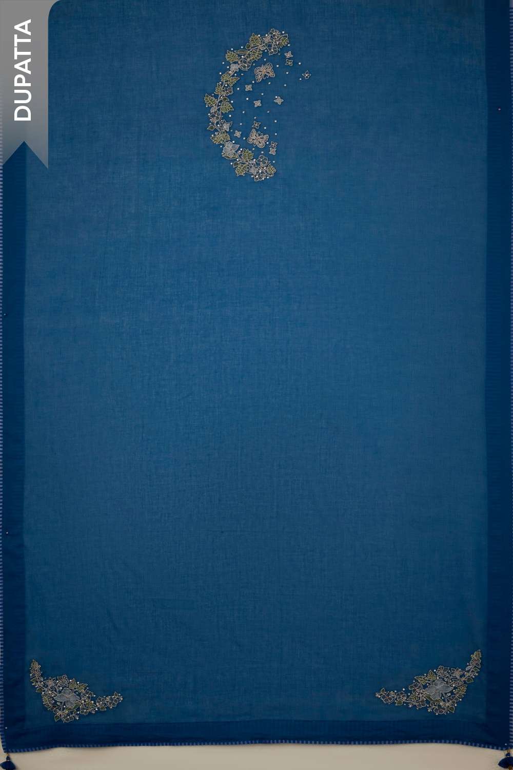 Dark Blue Viscose Block Printed Unstitched Suit Set image number null